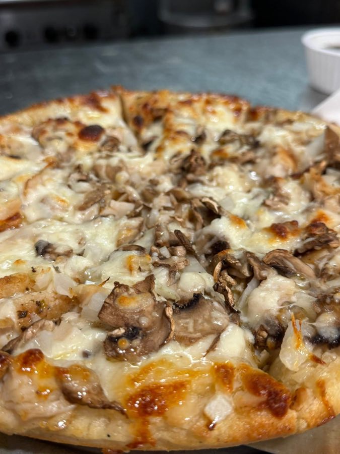 Fresh-baked pizza